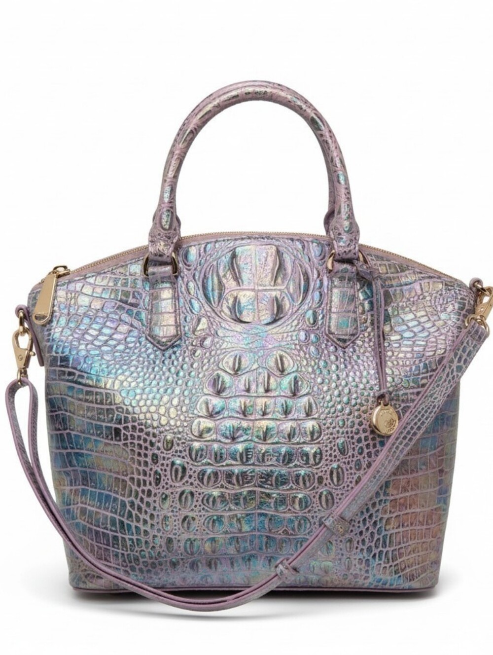 💜▪️Brahmin ▪️✨RARE✨️ Large Duxbury Violet Wonderland Melbourne Croc Satchel Bag